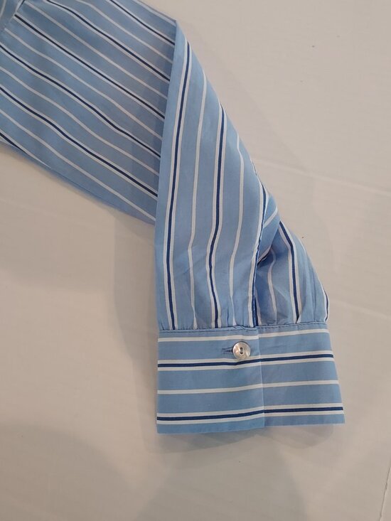 Tuckernuck Pomander Place Blue Stripe Tiered Cara Shirt Dress Size Medium - Picture 6 of 11